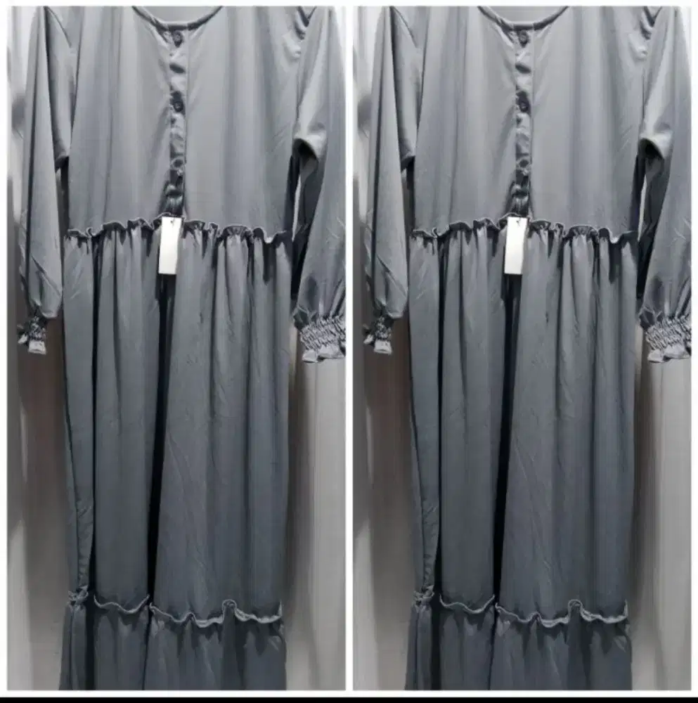 Gamis Dress Rempel Abu2 (Baru) Bs Nego