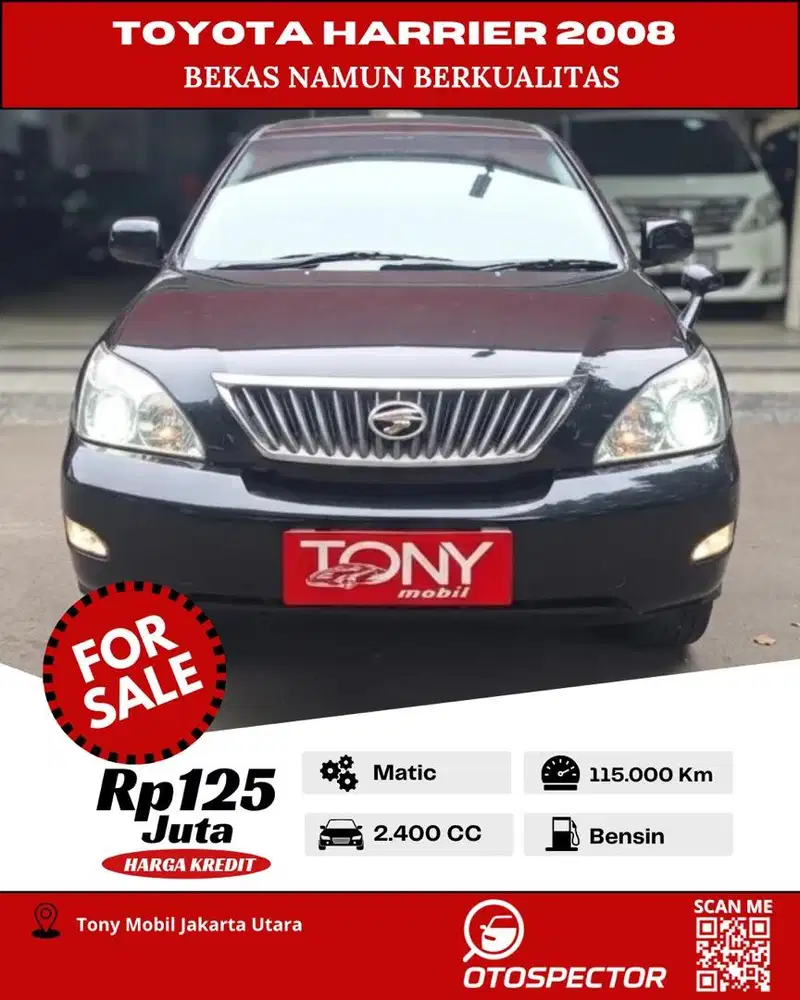 #Tony Mobil# Toyota Harrier 2.4L Premium Sound 2008 Hitam