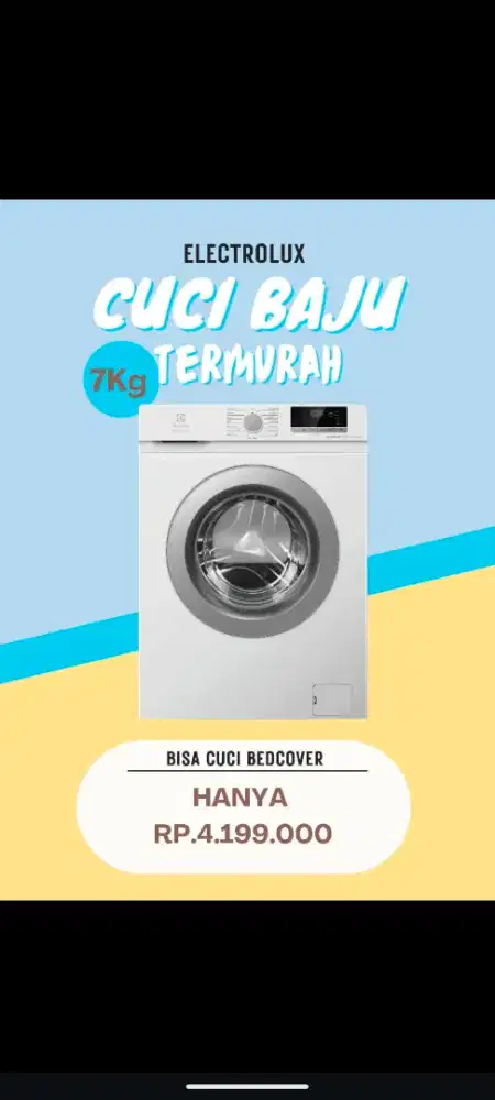 PROMO MESIN CUCI ELECTROLUX MASUK BED COVER
