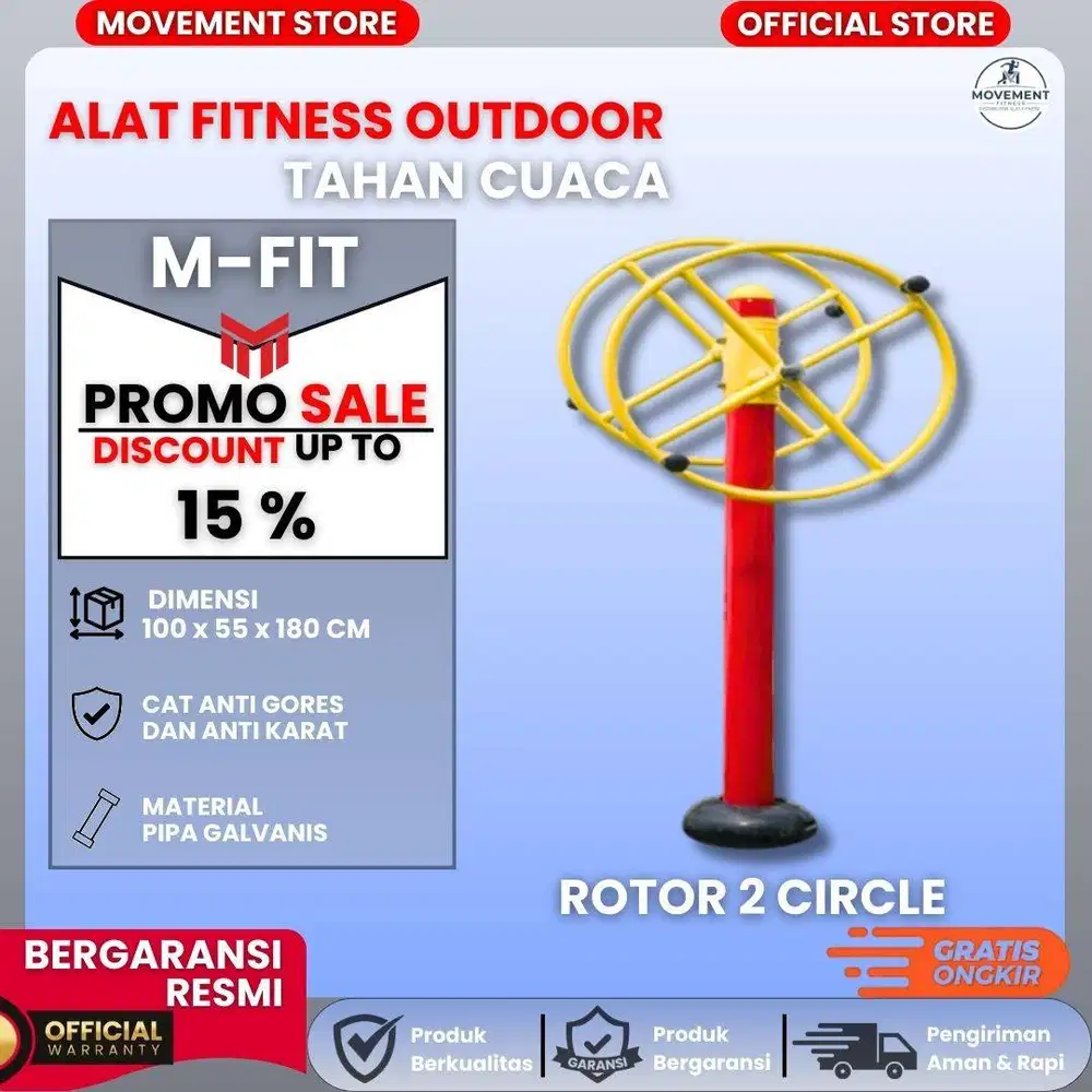 Rotor 2 Circle Alat Olahraga Gym Taman Premium Tahan Segala Cuaca