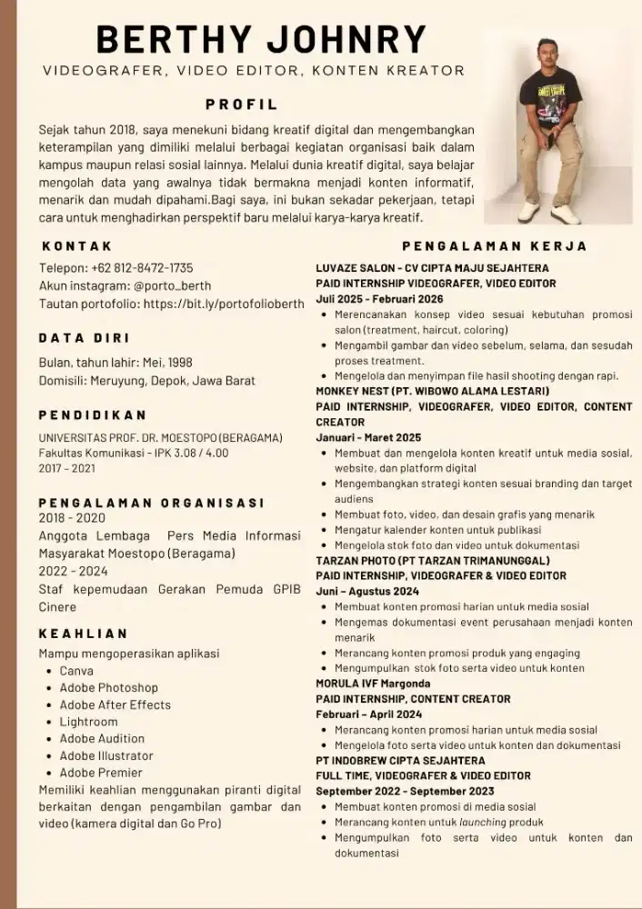 Mencari pekerjaan videografer, video editor, konten kreator