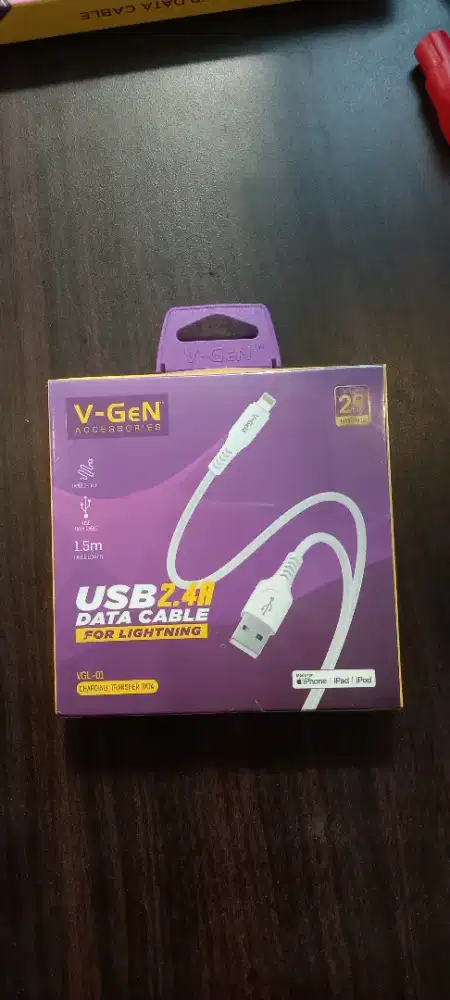 Kabel Data Lightning V-GeN VGL-01 MFI iPhone 2.4A 1,5 Meter
