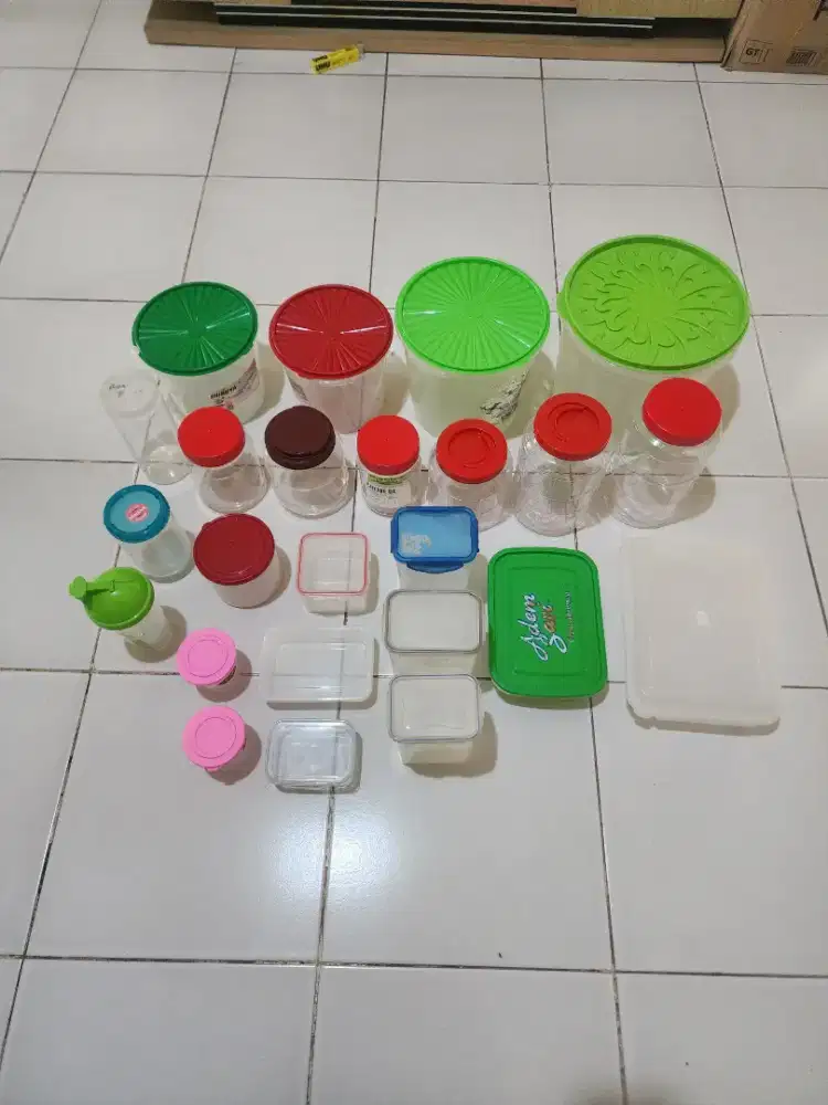 24 pcs Set Wadah Plastik/Toples Serbaguna. Bisa request satuan