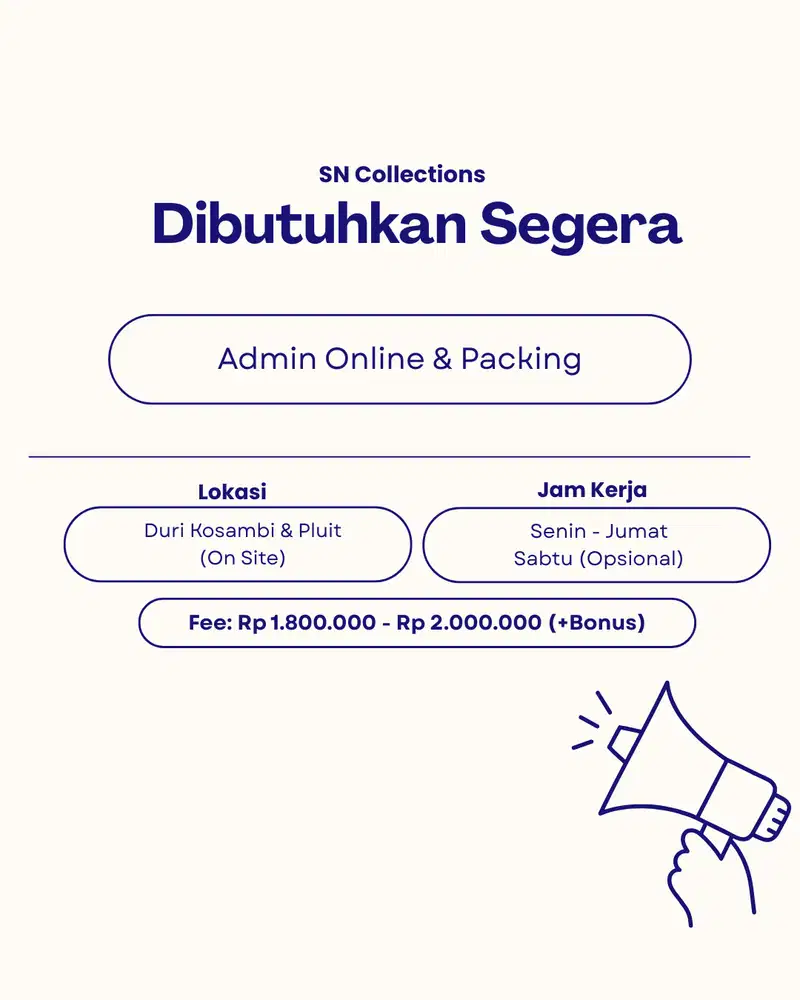 LOWONGAN PEKERJAAN ADMIN ONLINE DAN PACKING
