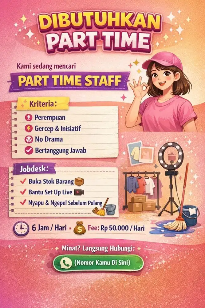 Dibutuhkan Staff Live Perempuan