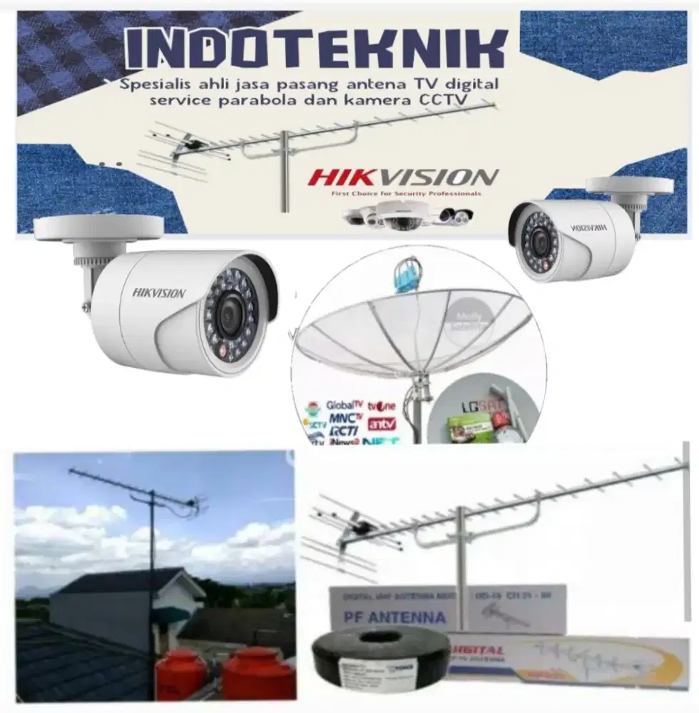 Ahli jasa pasang antena TV digital service parabola dan camera CCTV