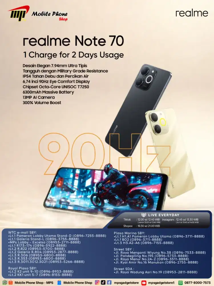 REALME NOTE 70 baterai 6300mAh bisa kredit