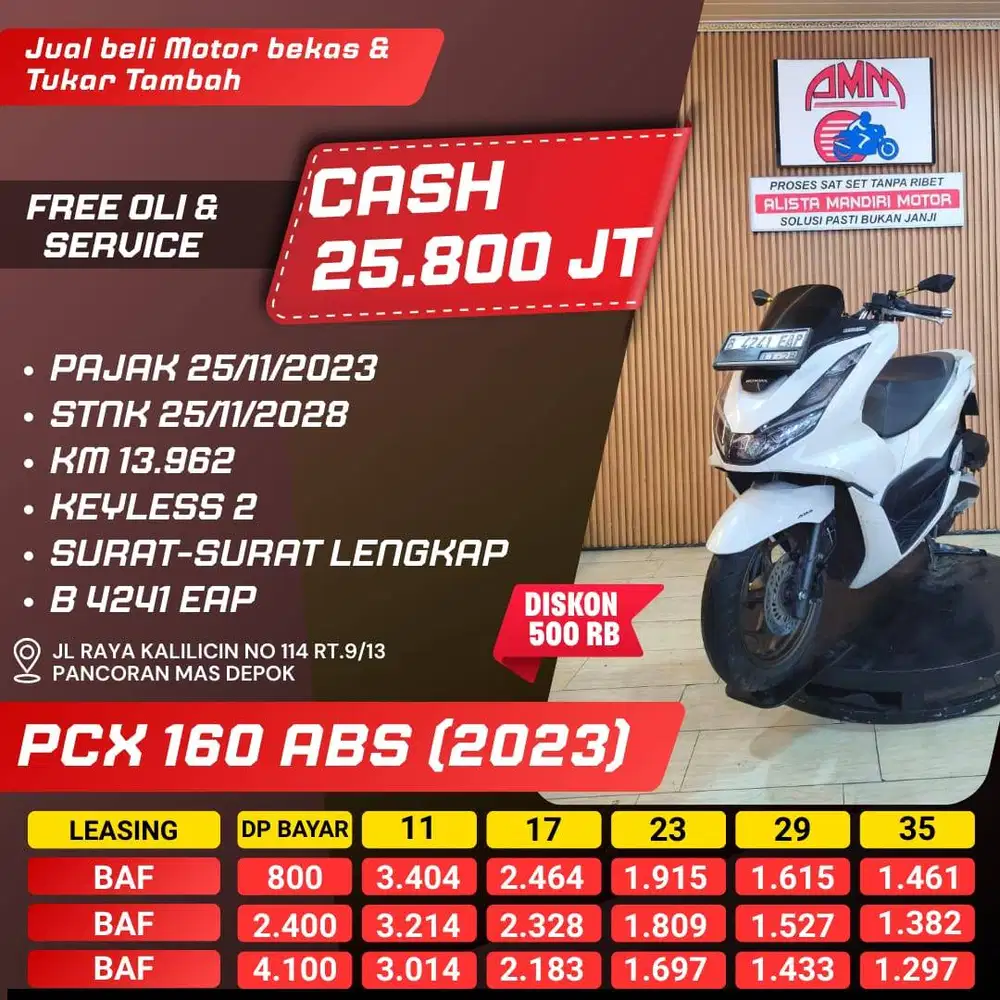 PCX 160 ABS 2023 DP 800 REMOT 2 KM LOW CASH KREDIVO INDODANA ALISTA