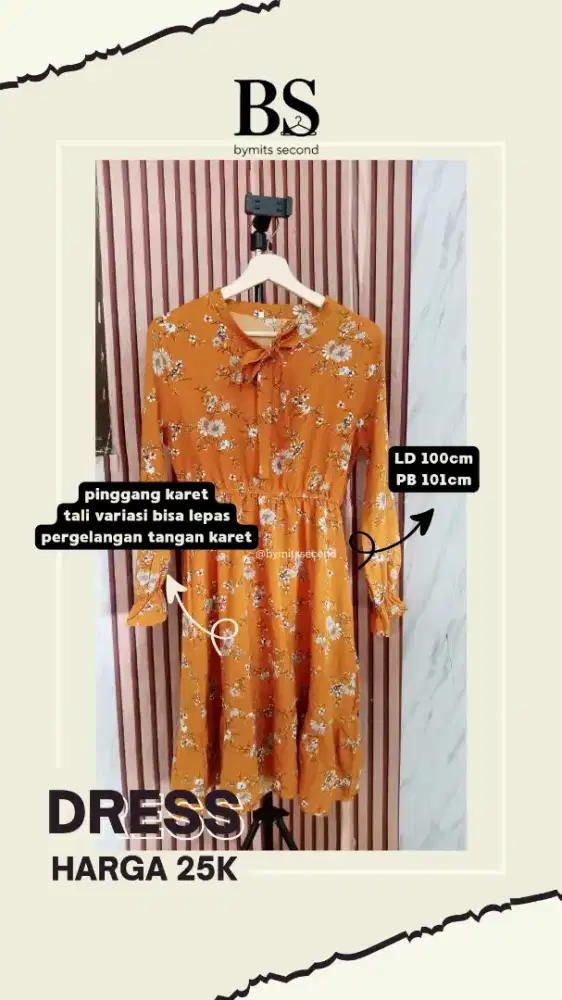 Bymits Second Dress Mustard Termurah