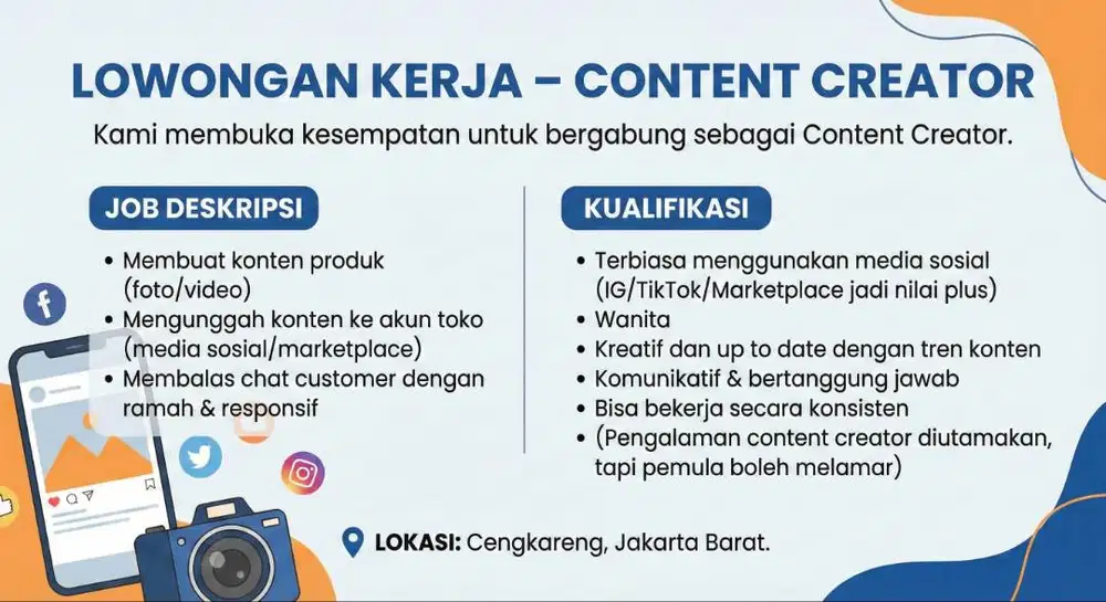 LOWONGAN KERJA – CONTENT CREATOR