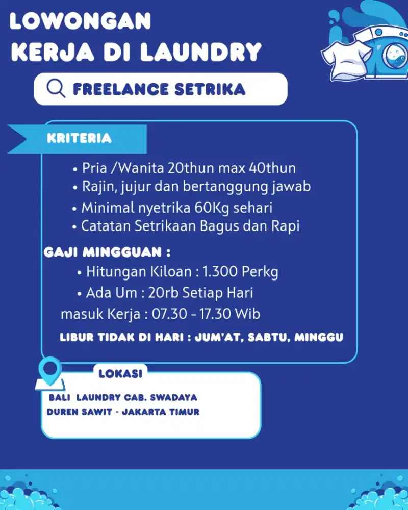Lowongan kerja Laundry