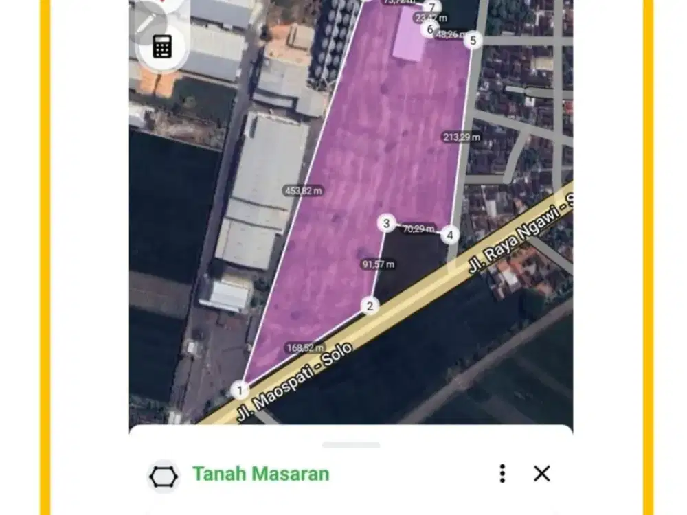 Disewakan Lahan Zona Industri Lokasi Masaran Sragen Luas 4,9 Ha