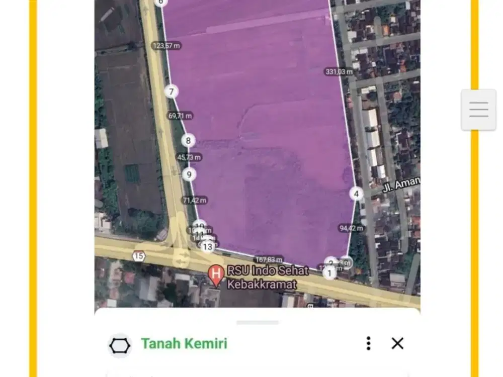 Disewakan Lahan Zona Industri Lokasi Strategis Kebakkramat,Karanganyar Luas 8,6 Ha