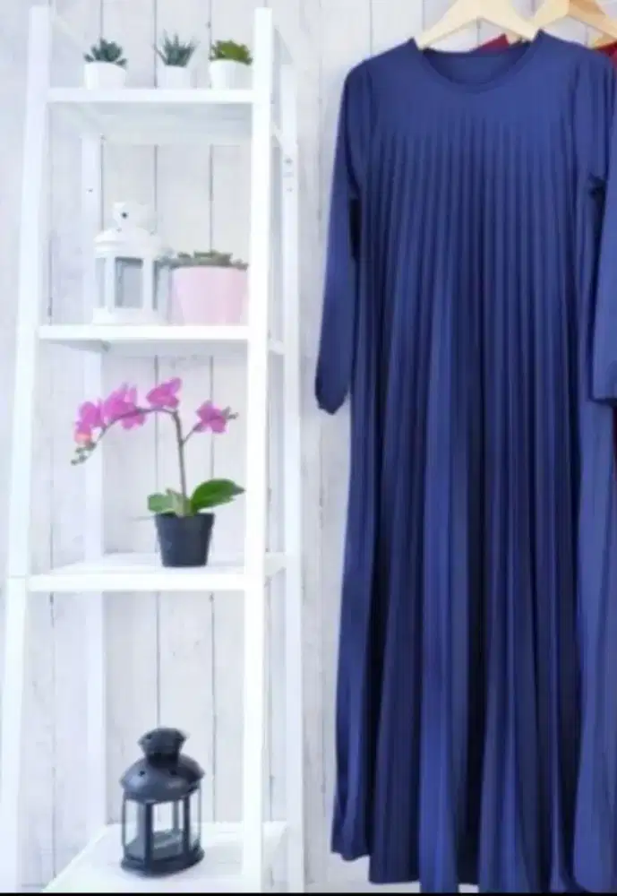 Gamis Dress Plisket Navy (Baru) Bs Nego