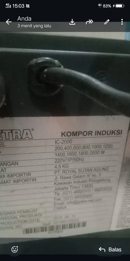 kompor Getra IC 2000