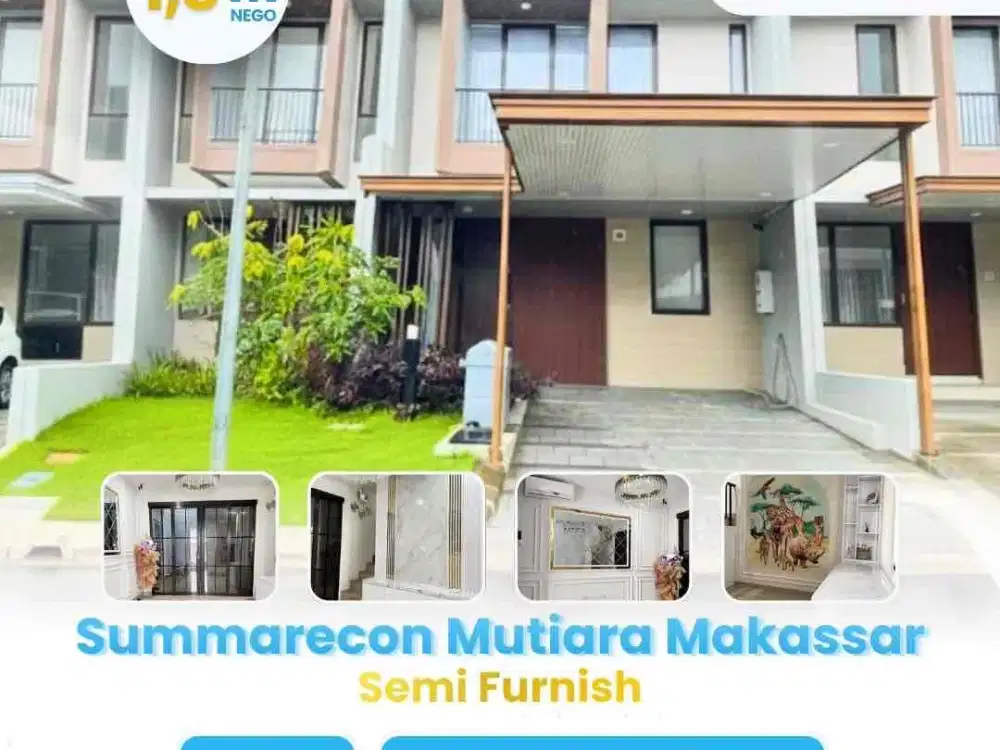 dijual cepat rumah minimalis semi furnish di summarecon mutiara makassar 2 lantai