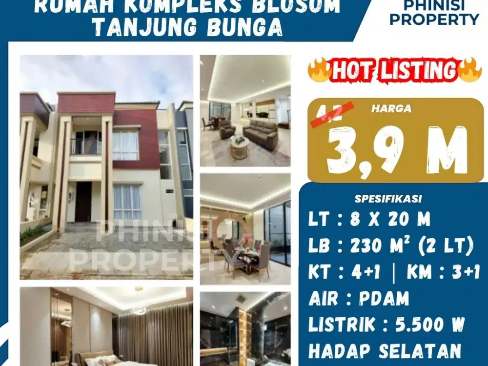DIJUAL Rumah Baru Full Furnish di Tanjung Bunga Kompleks Blossom