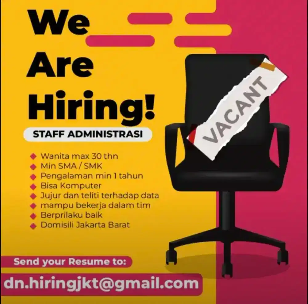 Dibutuhkan Staf Administrasi