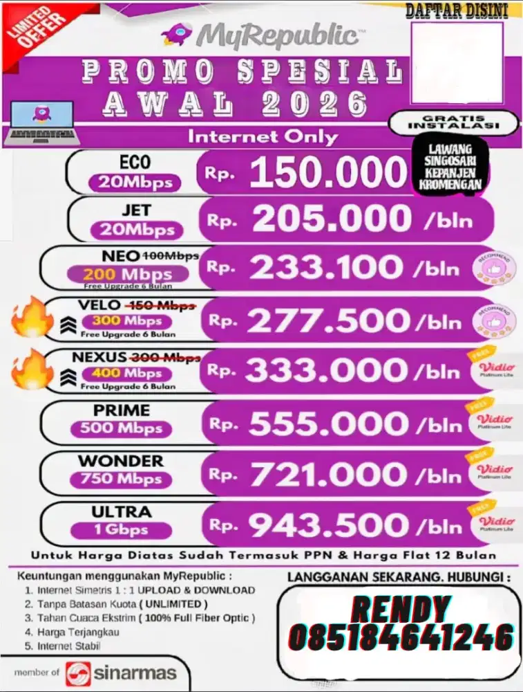 jasa pemasangan wifi cepat murah MyRepublic