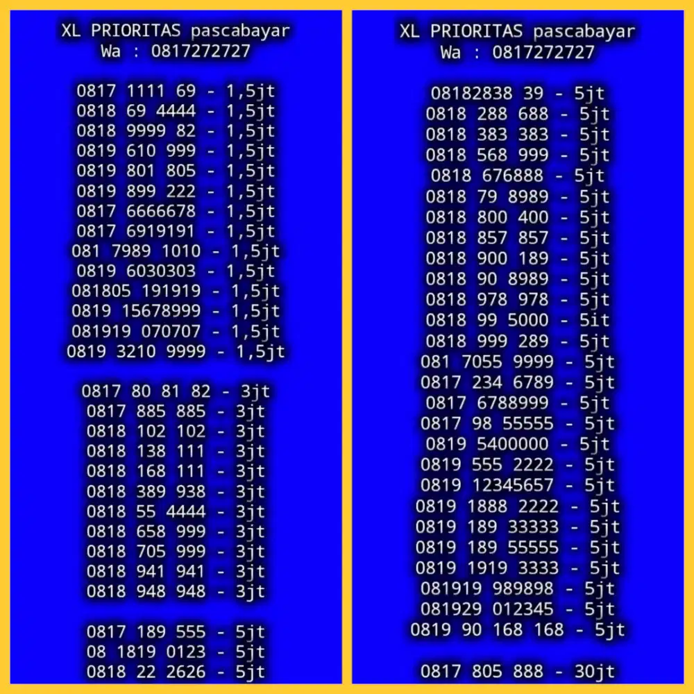 NOMOR CANTIK XL PASCABAYAR