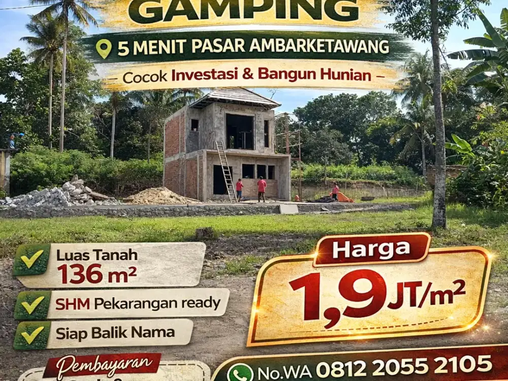 Tanah Jogja 5 Menit Pasar Ambarketawang Gamping