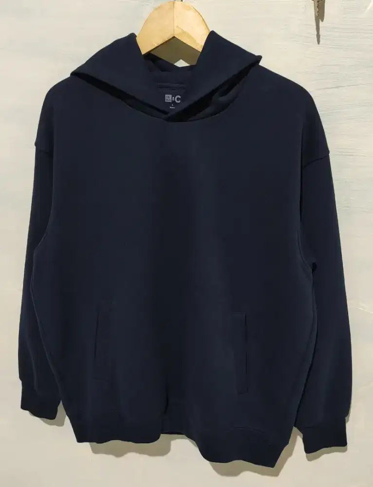 Hoodie Uniqlo C Sweat Oversized Pullover Hoodie Dark Navy L