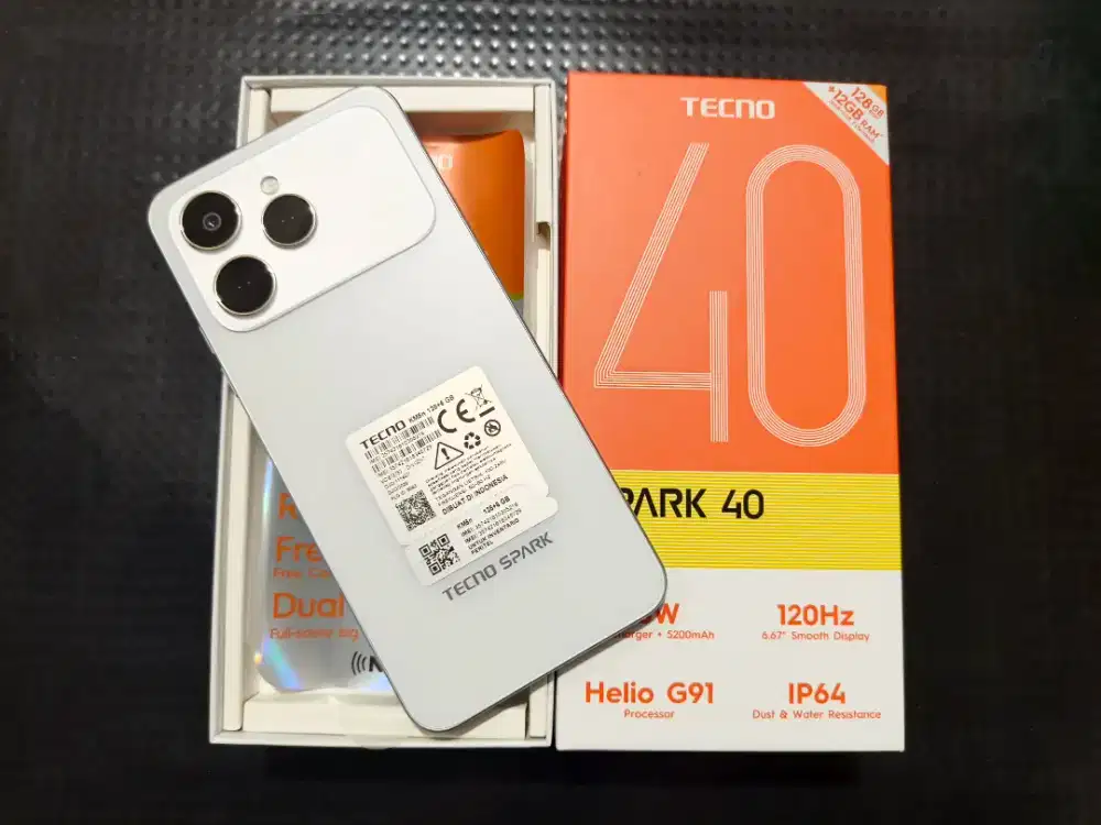Tecno Spark 40 Ram 6/128 Lengkap 3Minggu pakai like new