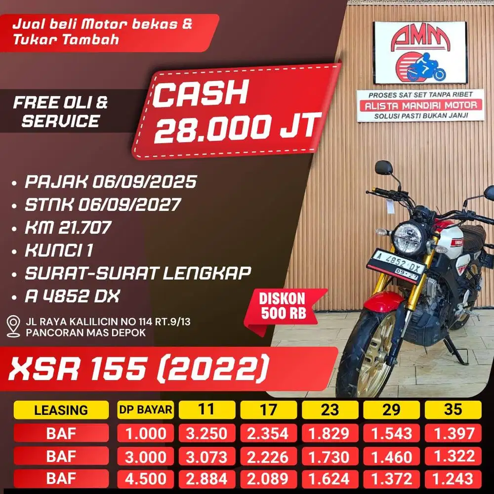 KREDIT DP 1JTAN XSR TH 2022 BISA CASH/TUKAR TAMBAH/PAKAI CC/PAYLATER