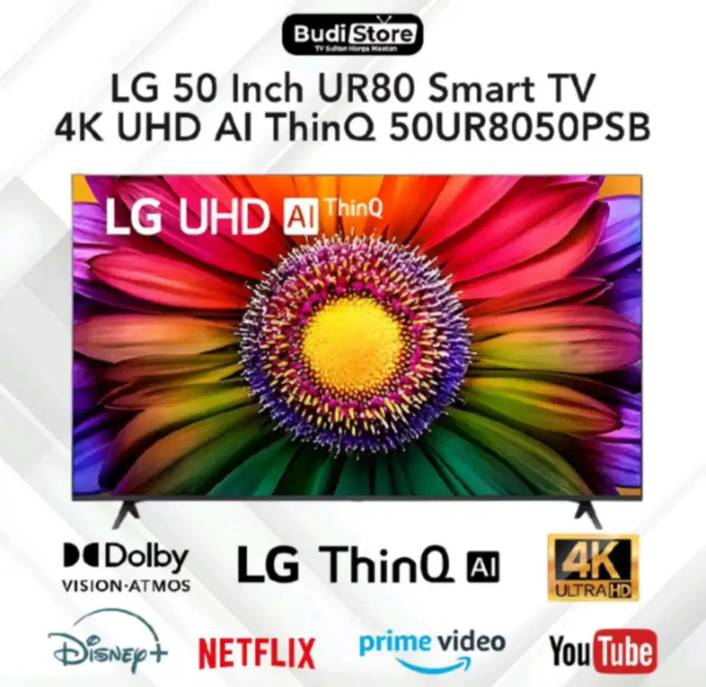 LG 50 Inch UR80 4K UHD Smart TV Al ThinQ 50UR8050PSB
