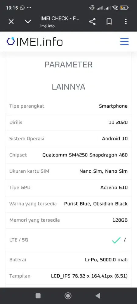 vivo y20s ram 8/128 oriiii yaa hp+casan pemakian ajaa 750 karawaci