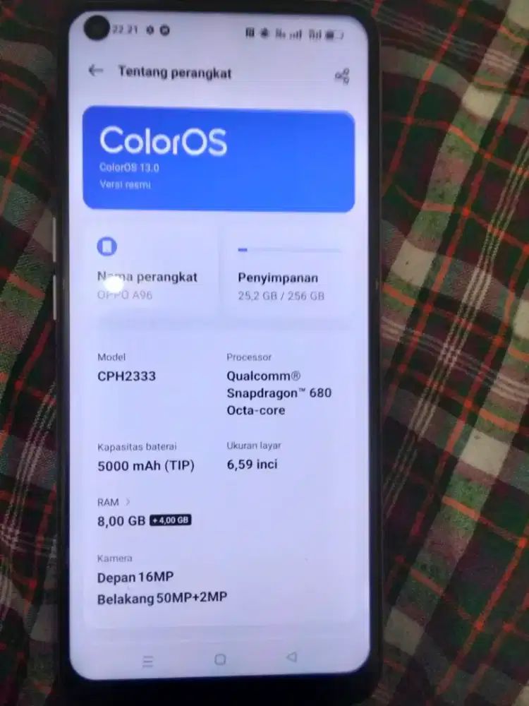 Cari kemblian Oppo A96 batangan minus liat foto