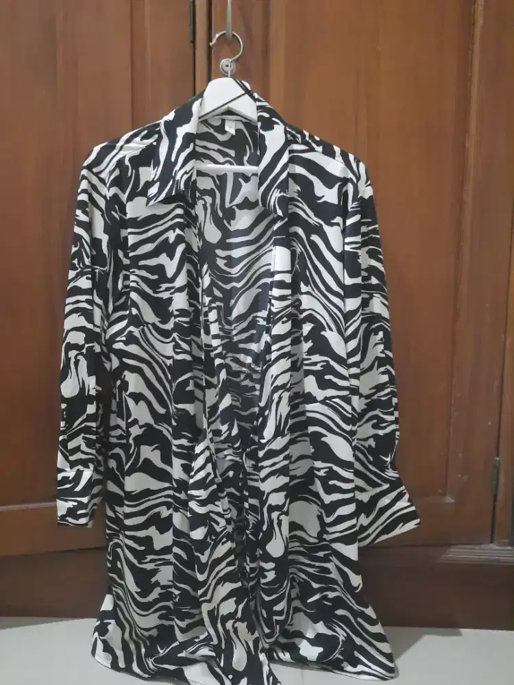 H&M Satin Wrapover Shirt Dress