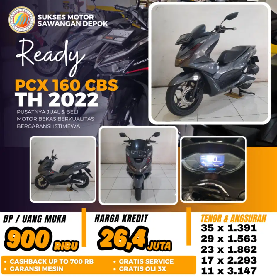 HONDA PCX 160 CBS TH 2022 UNIT MULUS BISA CASH KREDIT BERGARANSI