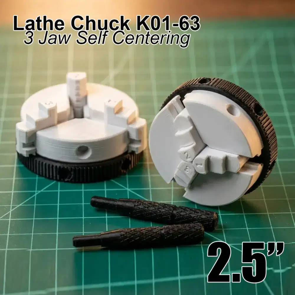 Cekam Bubut Lathe Chuck 3D Printed