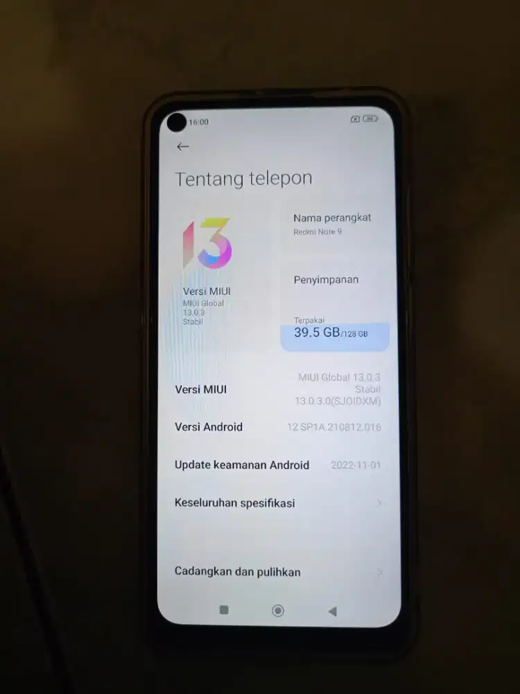 Redmi note 9 RAM 6+2 INTERNAL 128