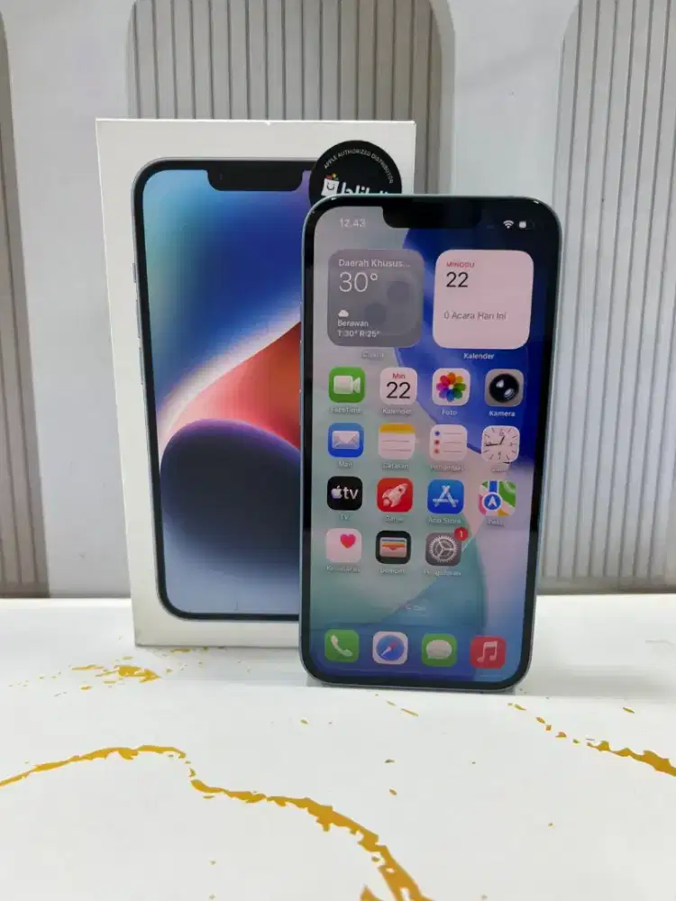 iPhone 14 128 BliBli SA/A Hb 99% Fullset mulus pakean 2 mnggu @
