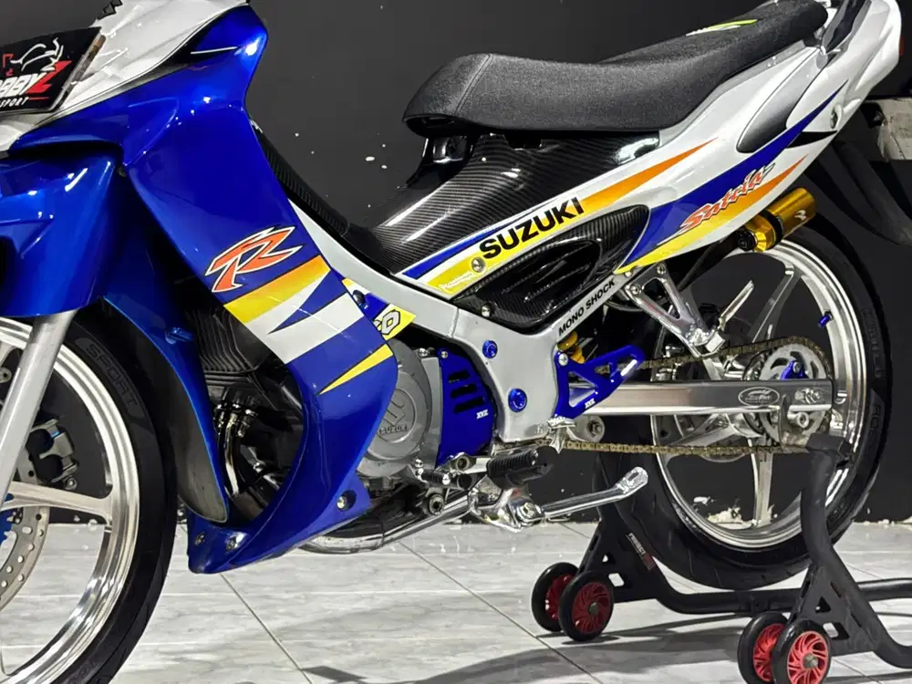Suzuki satria hiu 120R Lscm biru putih modif hedon 2004,mantap