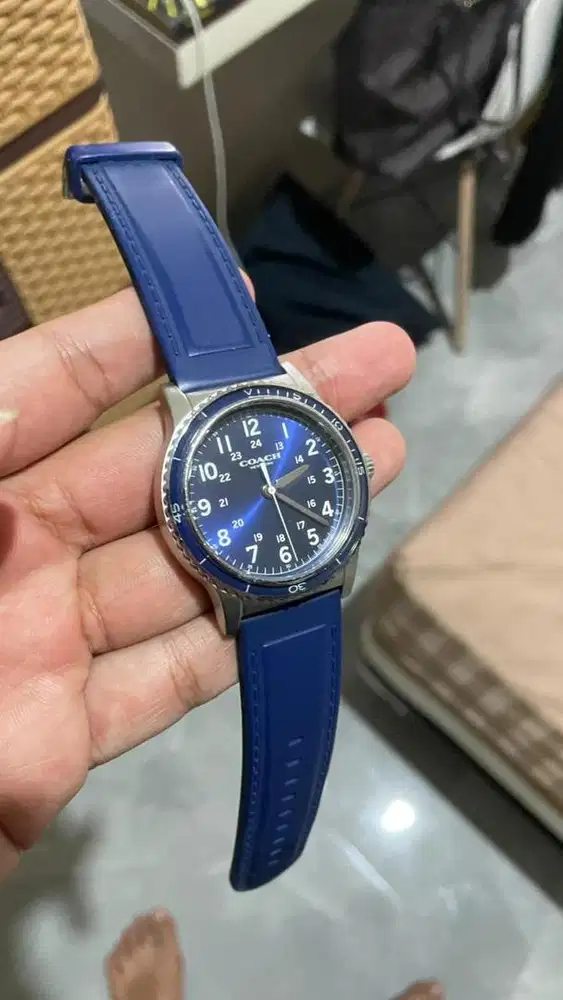 Jam tangan Coach Revington Model W5015 Stainless steel Rubber Strap