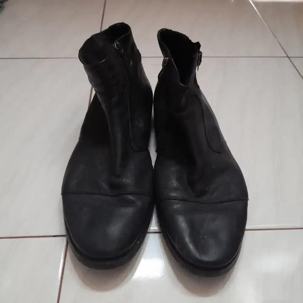 Chelsea Boots Pria Black Leather - Size 45