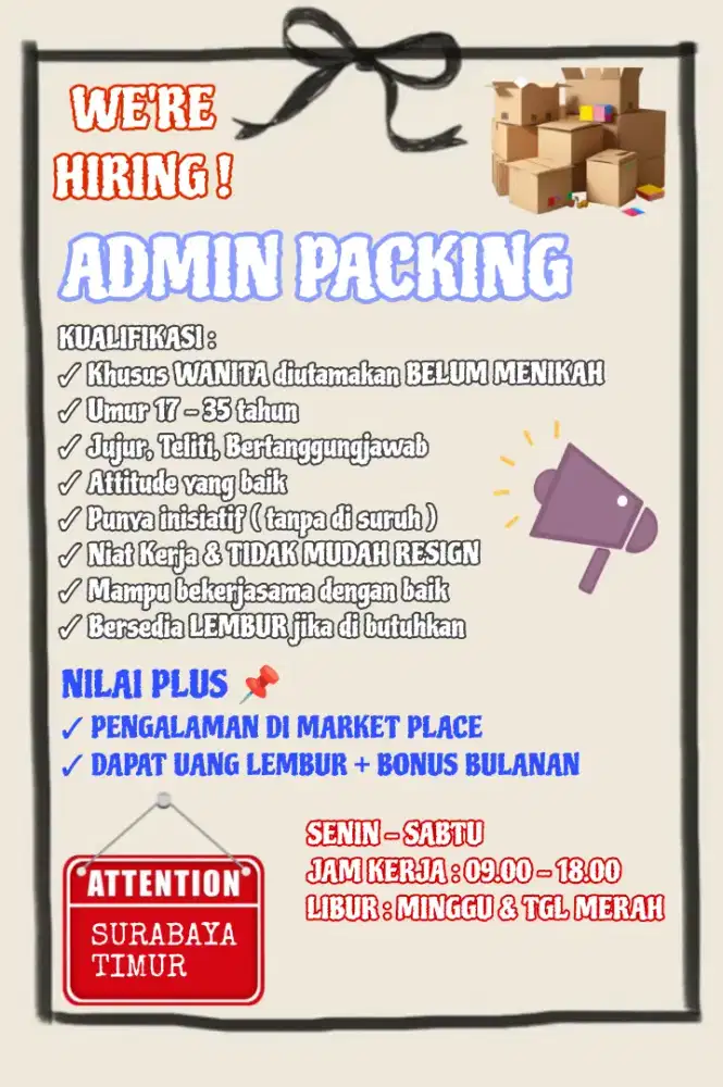Admin Packing Wanita