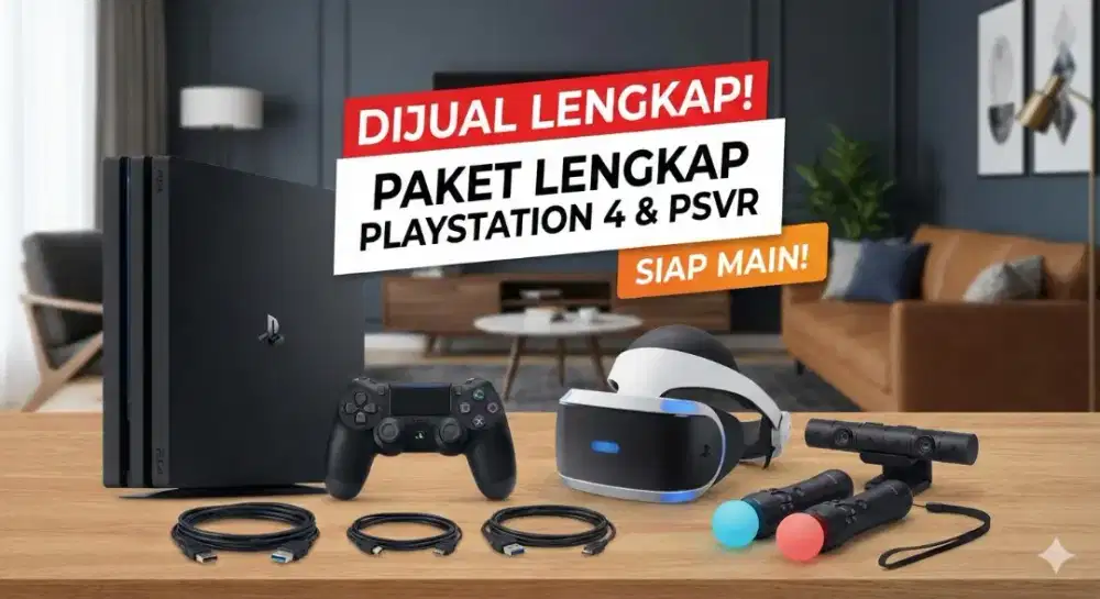 Ps4 satu set dan psvr satu set lengkap dengan stik move