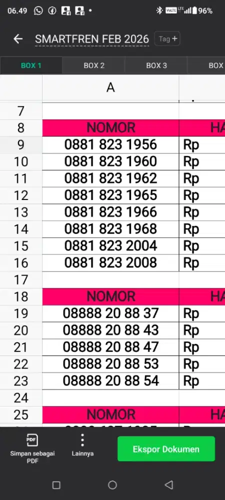 Nomor cantik Smartfren