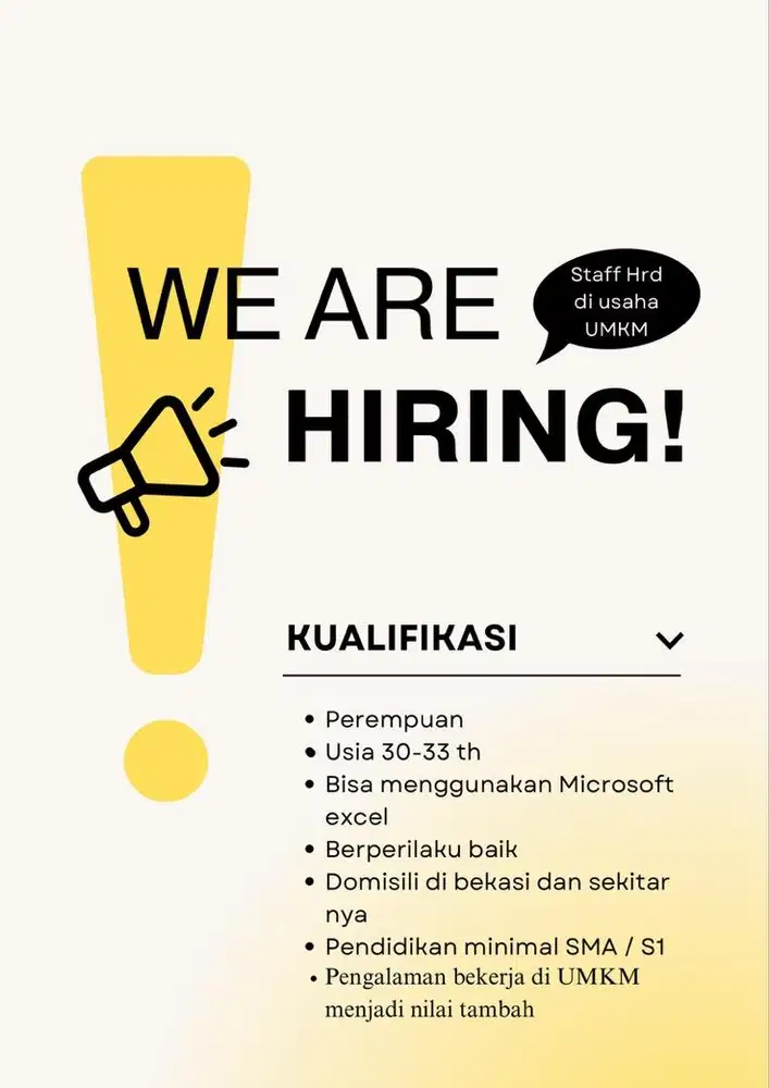 Staff HRD di Sebuah Usaha UMKM