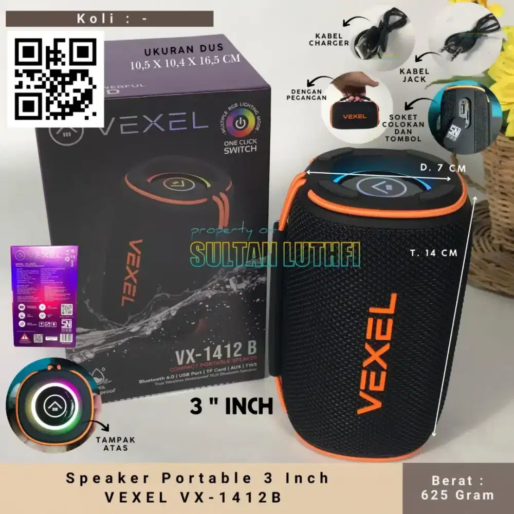 Speaker Portable 3 Inch VEXEL VX-1412B