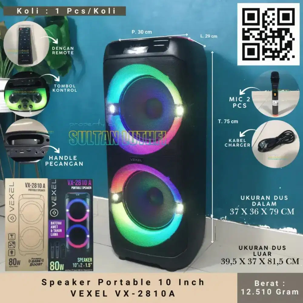 Speaker Portable 10 Inch VEXEL VX-2810A