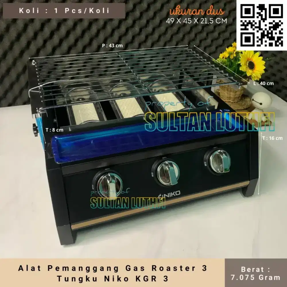 Alat Pemanggang Gas Roaster 3 Tungku Niko KGR 3