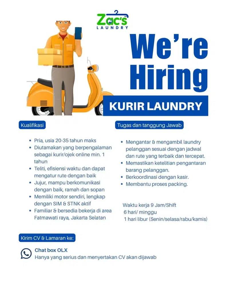 DICARI SEGERA - Kurir Laundry