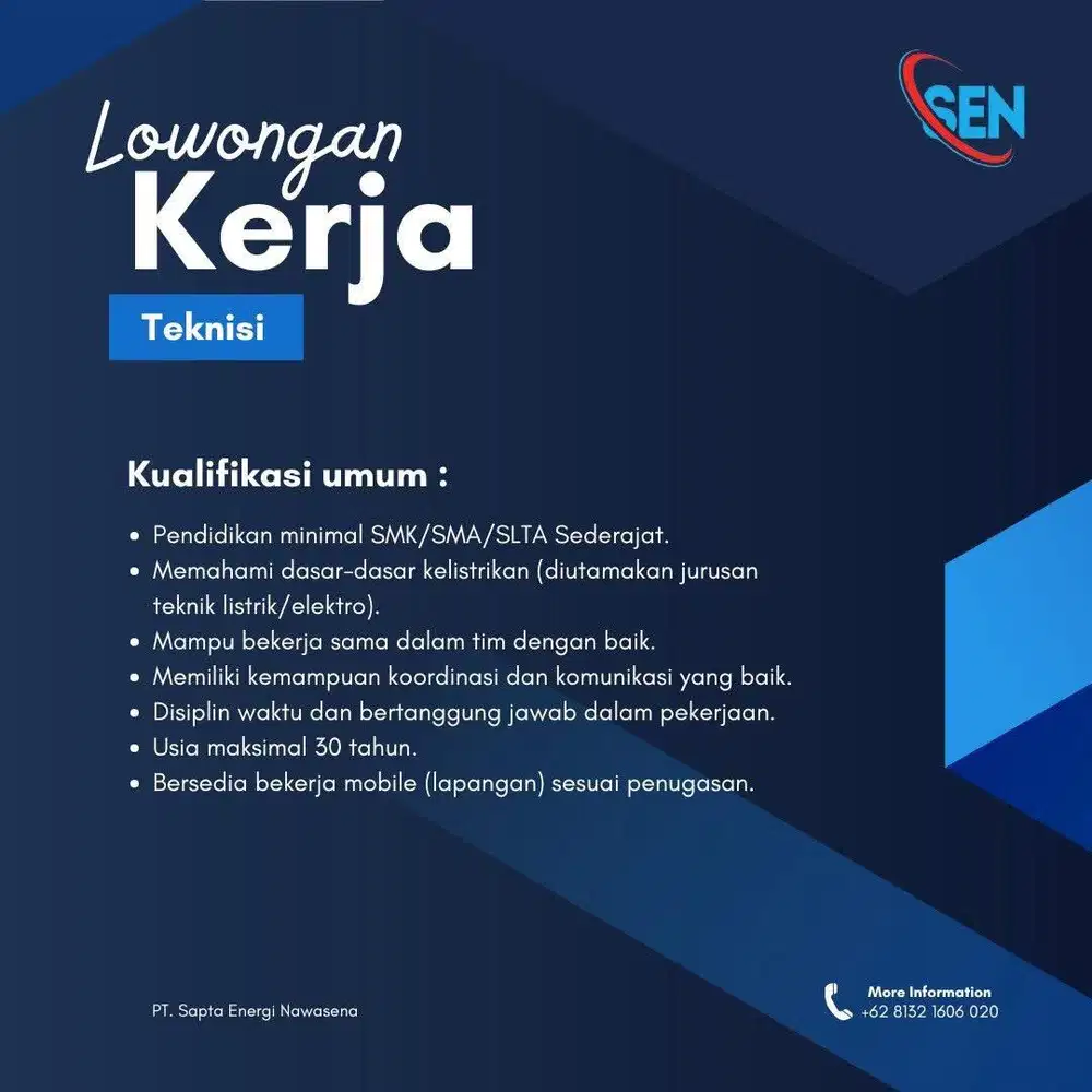 LOKER TEKNISI (OPEN)