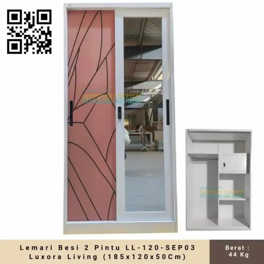 Lemari Besi 2 Pintu LL-120-SEP03 Luxora Living (185x120x50Cm)
