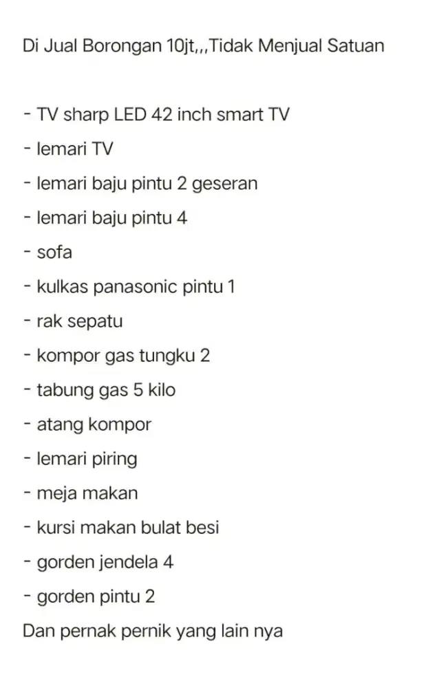 Jual Perabot Borongan